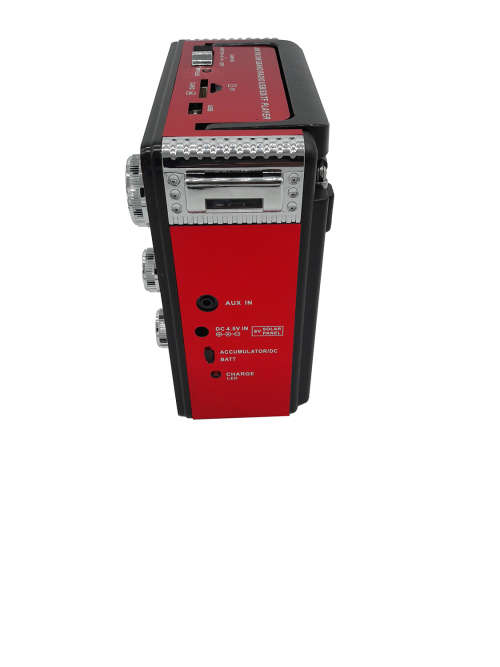 Ecco Red Portable Solar Radio with Torch & Light USB/FM/SD & TF Card-EC1362