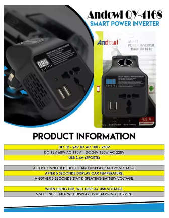 ANDOWL QY-4168 CAR SMART POWER INVERTER