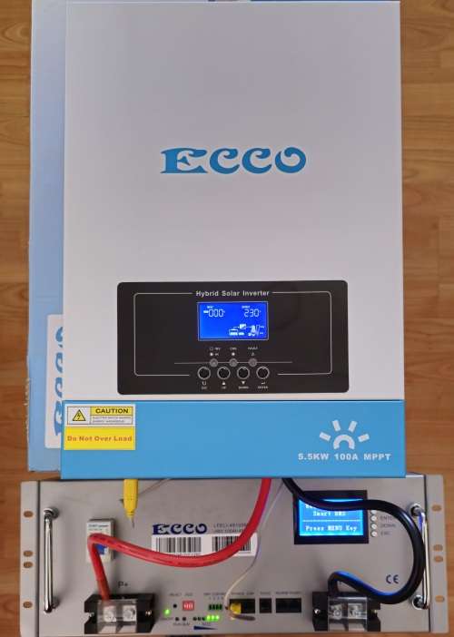 ECCO 5.5KW 48V 100A MPPT Hybrid Solar Inverter with 48V/100ah Lithium Battery Cycle Count 1