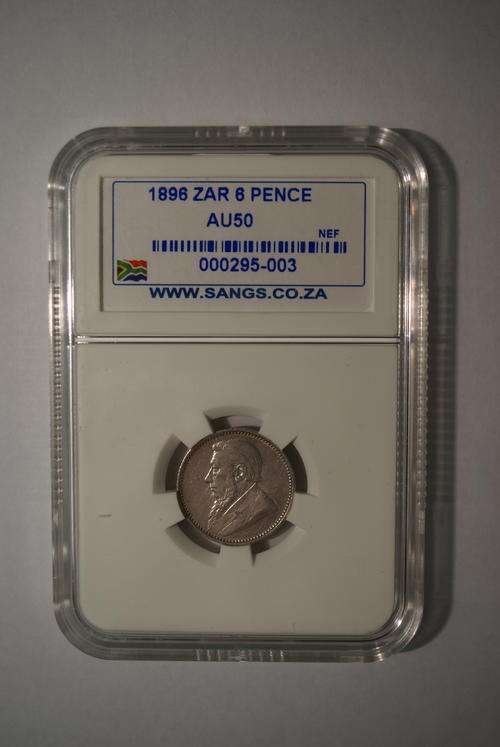 1896 ZAR 6 Pence - Graded AU50 (Priced to go!!!)