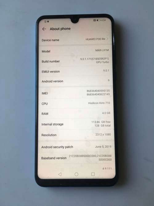 Huawei P30 lite 128gb Dual Sim Blue 10/10