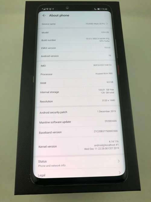 Huawei Mate 20 Pro Black 128gb Boxed