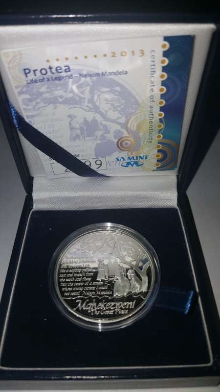 2013   MANDELA SILVER COIN  PROTEA  R1