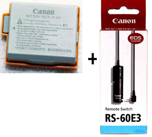 Original Canon LP-E5 Battery & RS-60E3 Remote Shutter for Canon EOS 450D