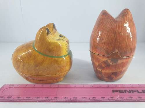 PAPER MACHE CAT HOLDER (SET OF TWO )