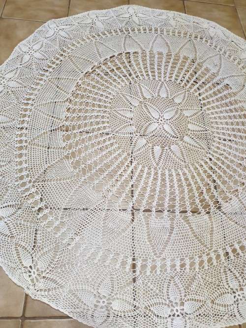 Hand crocheted tablecloth