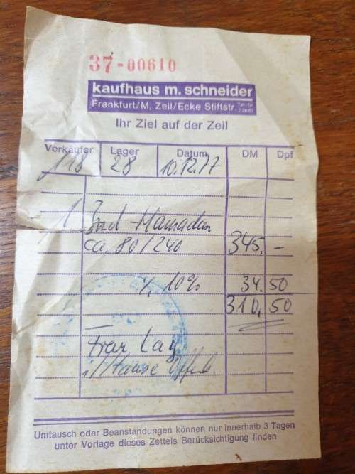 Oriental rug bought in Germany  10/12/1975