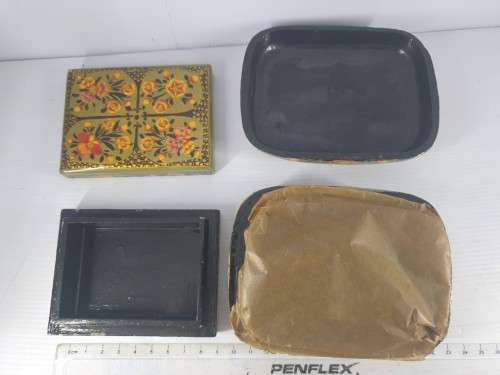 BEAUTIFUL SET OF TWO PAPER MACHE HAND DECORATED BOXES