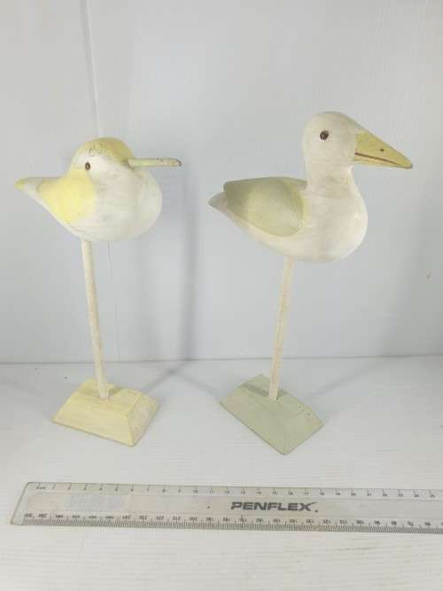 SET OF TWO  BEACH BIRD ORNAMENTS