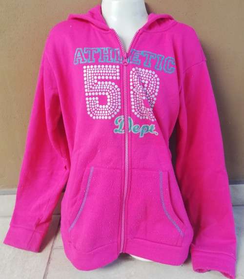 Girls Pink Hoodie with front zip Age 13-14