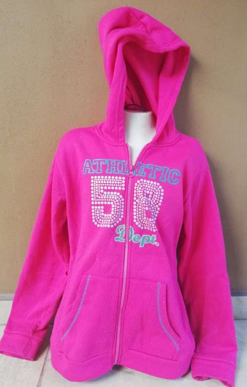 Girls Pink Hoodie with front zip Age 13-14