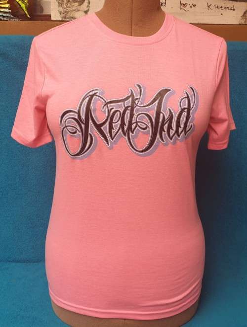 AS NEW!! Girls "Red" Pink Printed T-shirt Age 13-14 Years