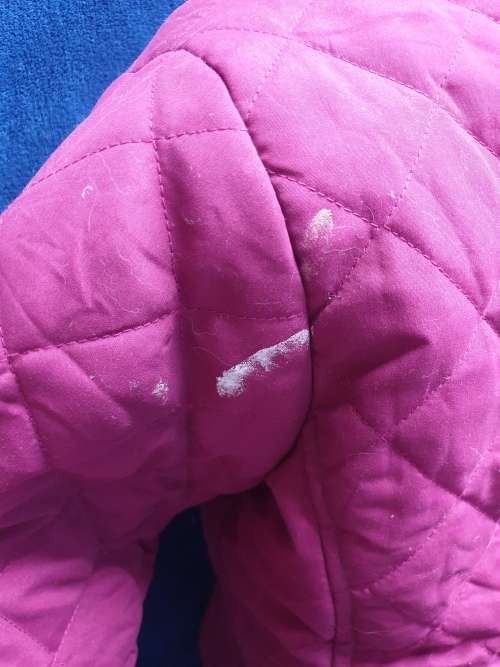 Ladies Cerise-pink Puffy-Jacket Size 42 (Small white paint-mark on one shoulder)