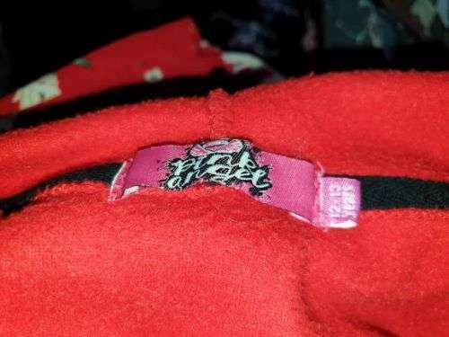 AS NEW!! Girls "Pink Angel" Red Tracksuit top with Hoodie and front zipper Age 12-13