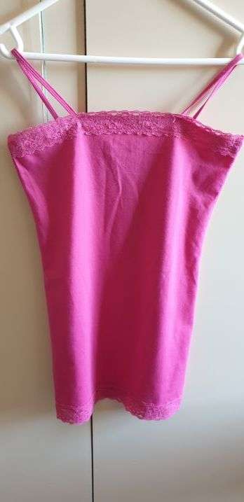 Girls Pink Vest with Lace insert Age 12-13 Years