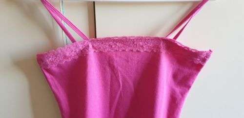 Girls Pink Vest with Lace insert Age 12-13 Years