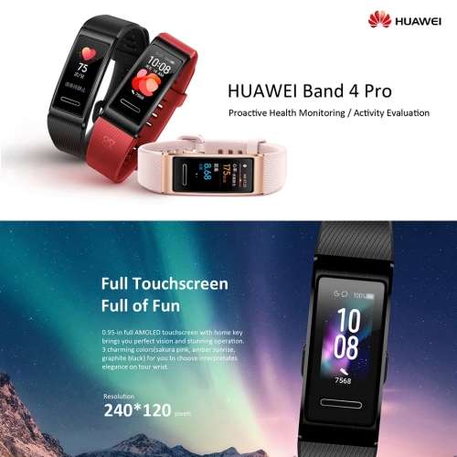 Huawei Band 4 Pro Smart Wristband Heart Rate Watch Face Store Blood Oxygen NFC GPS