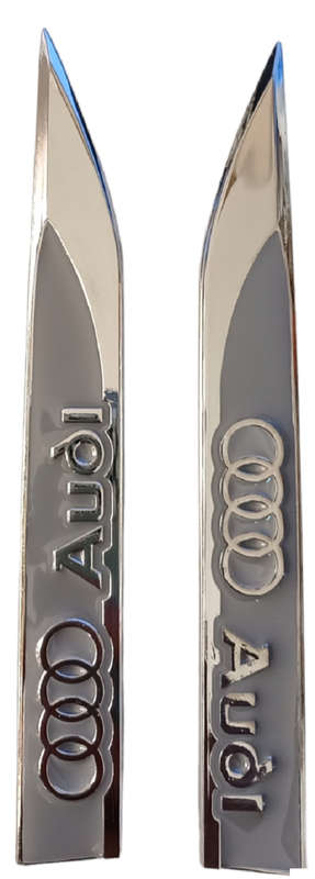Audi styling set: Metal fender decals, metal keychain and Quattro stickers