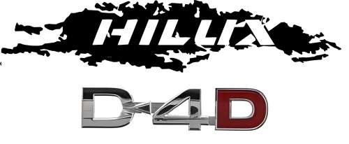 Toyota D4D styling set: Metal decal and Hilux tailgate stickers.
