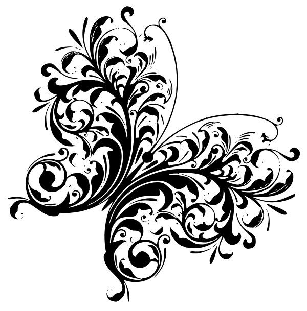 Black Vinyl Home Decor Wall Art - Butterfly Flourish