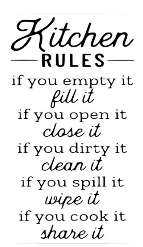 Black Vinyl Home Decor Wall Art - Kitchen Rules