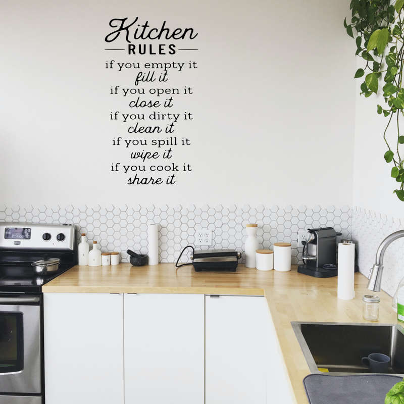 Black Vinyl Home Decor Wall Art - Kitchen Rules
