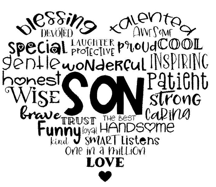 Black Vinyl Home Decor Wall Art - Script Heart Son