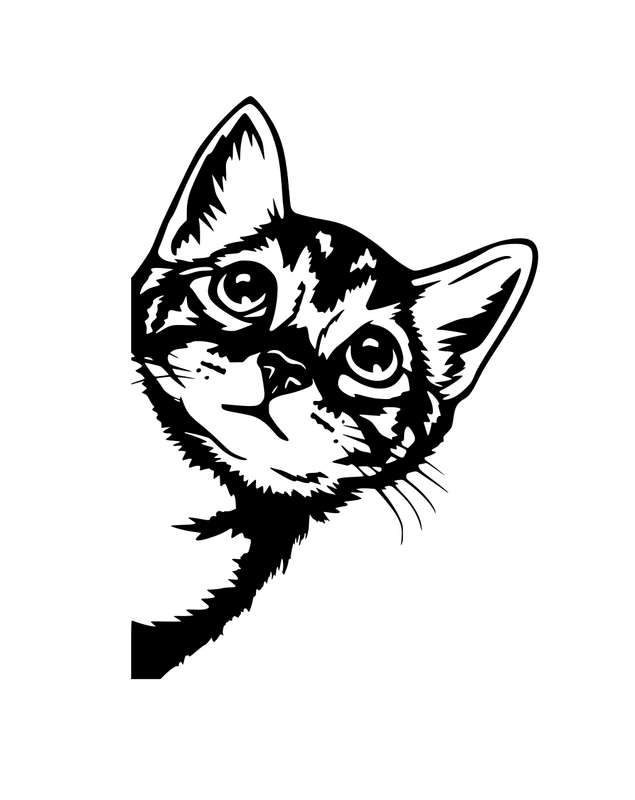 Vinyl Home Decor Wall Art - Peeking Kitty - Black