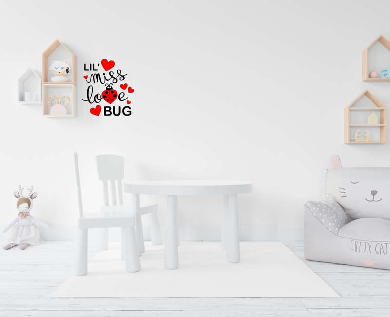 Vinyl Home Decor Wall Art - Little Miss Love Bug - Black