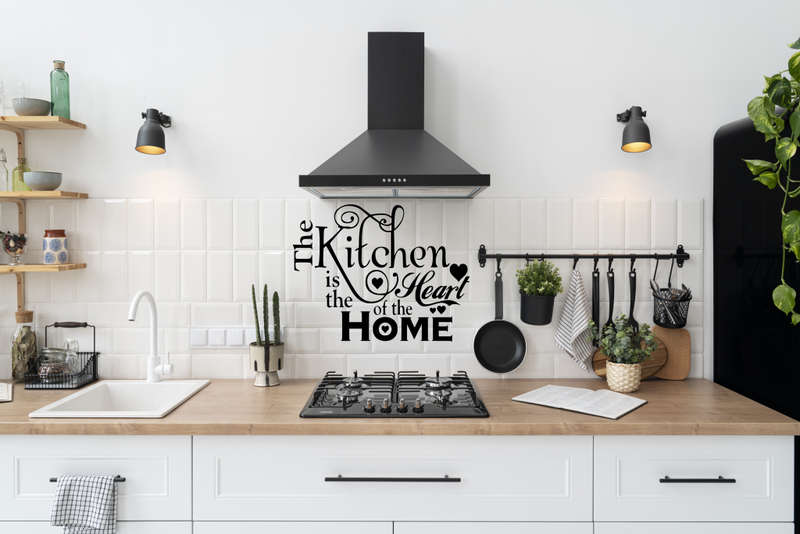 Kitchen Is The Heart Of The Home Sticker Black Vinyl Home Decor Wall Art