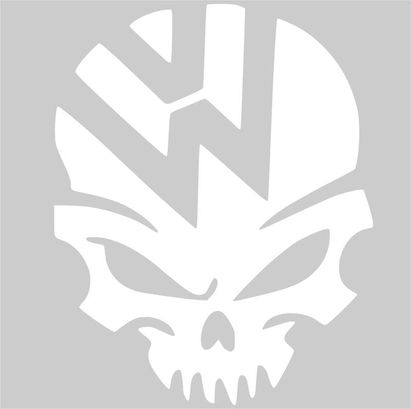 VW Big skull sticker - White