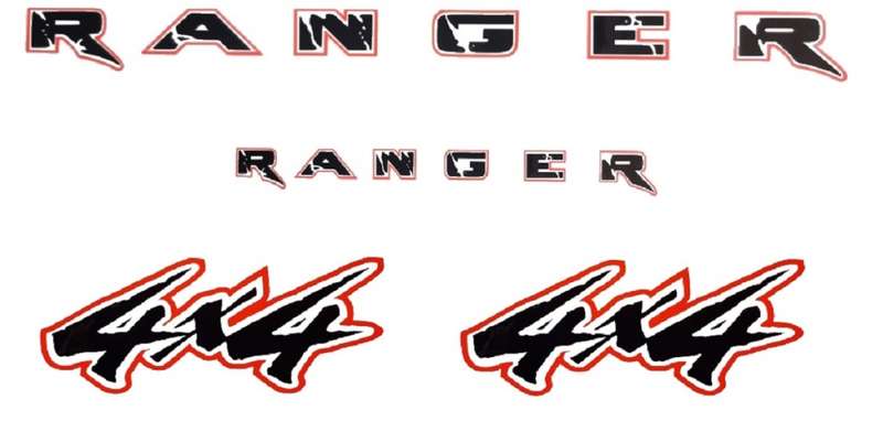 Decorative tailgate sticker set compatible with any Ford Ranger - Black, Orange
