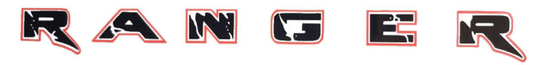 Decorative tailgate sticker set compatible with any Ford Ranger - Black, Orange