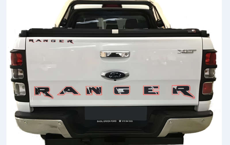 Decorative tailgate sticker set compatible with any Ford Ranger - Black, Orange