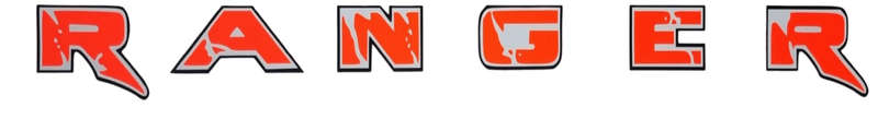 Decorative tailgate sticker set compatible with any Ford Ranger - Orange, Black