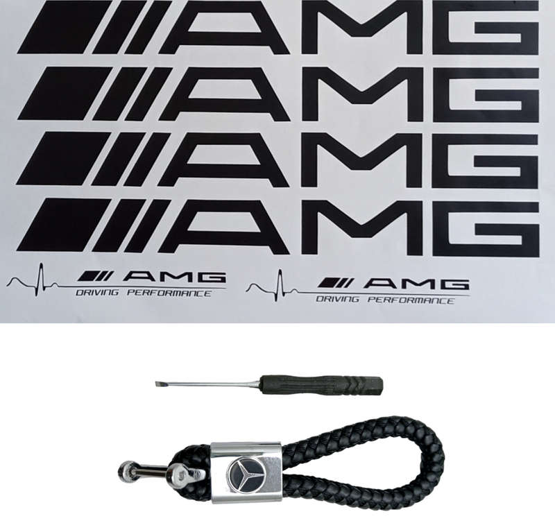 Mercedes-Benz styling set with AMG Door Stickers and Metal Keychain