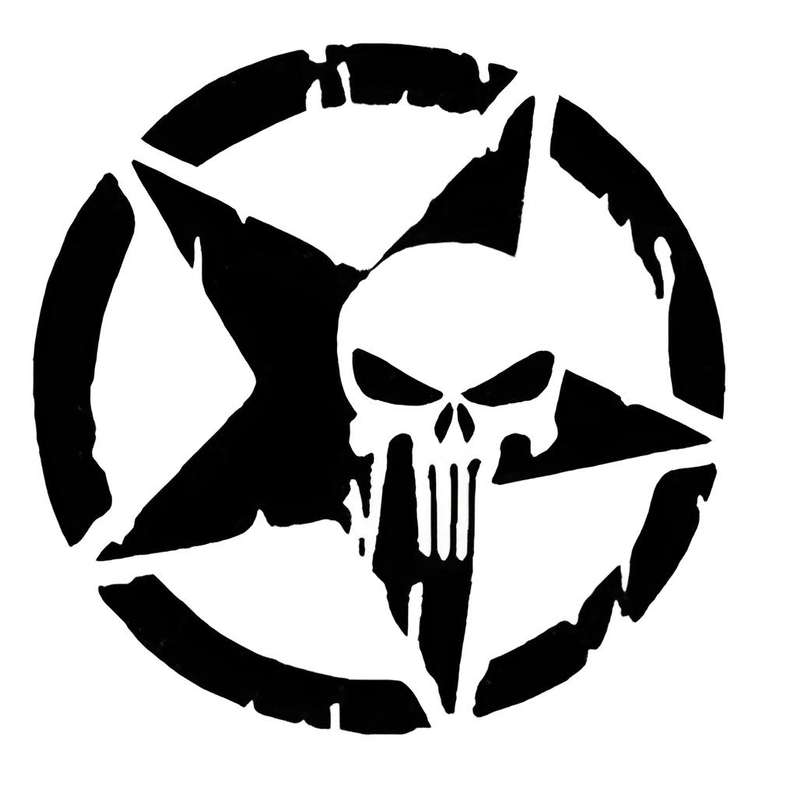 Jeep styling set: Metal Keychain and valve caps, door and fender stickers - Punisher