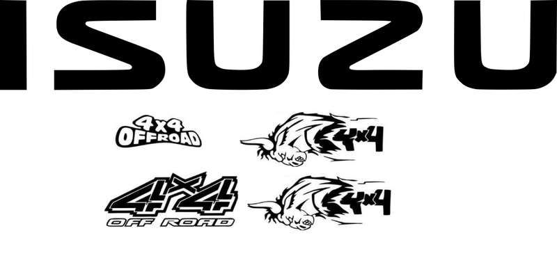 Tailgate Sticker Compatible with Isuzu with mix sticker set - Black