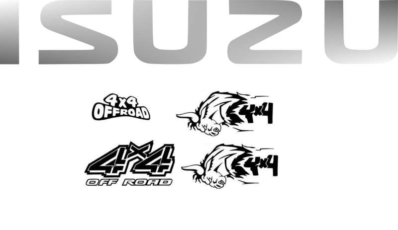 Tailgate Sticker Compatible with Isuzu with mix sticker set - Chrome