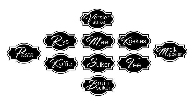 Kitchen Labels for Containers - Set of 10 Afrikaans