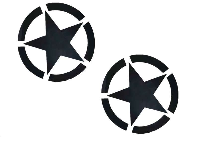 2 Decal Stickers Vinyl For SUV Bakkies Jeep FJ Cruiser - Star Circle- 32cm - Original Army Star