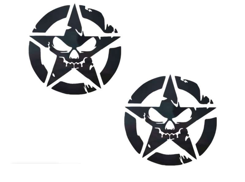 2 Decal Stickers Vinyl For SUV Bakkies Jeep FJ Cruiser - Star Circle- 32cm - Skull