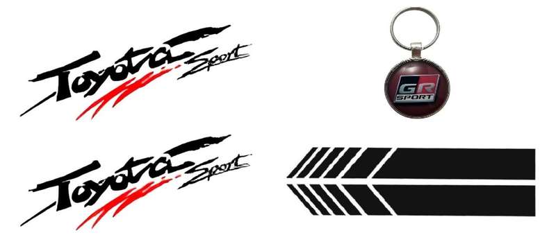 Styling set compatible Toyota: sport, mirror stickers and Metal keychain