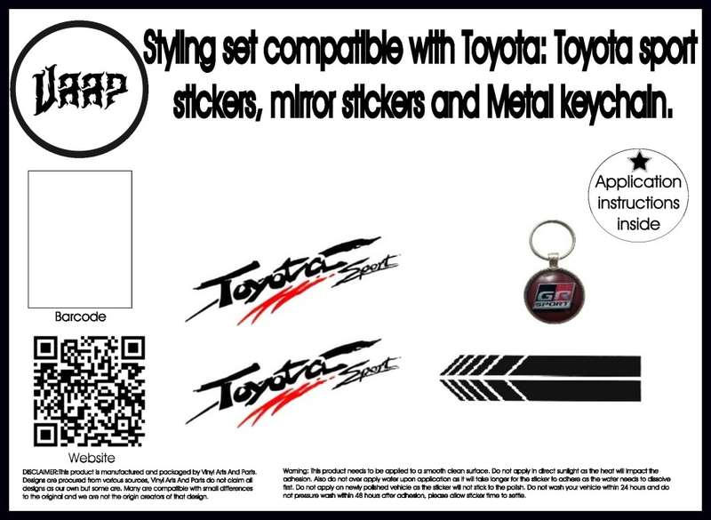Styling set compatible Toyota: sport, mirror stickers and Metal keychain