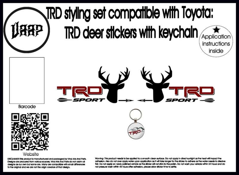 TRD styling set compatible with Toyota: TRD deer stickers with keychain