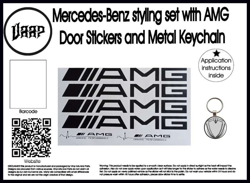 Styling set compatible Mercedes-Benz, AMG Door Sticker and Metal Keychain