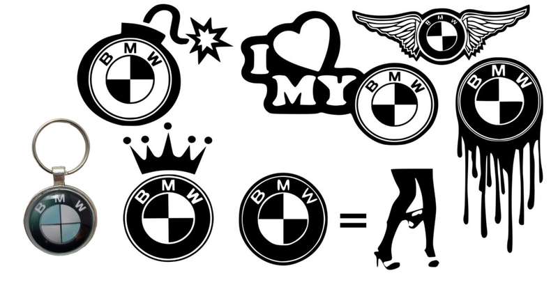 Decorative Sticker Mix Set 1- BMW With a Metal Keychain