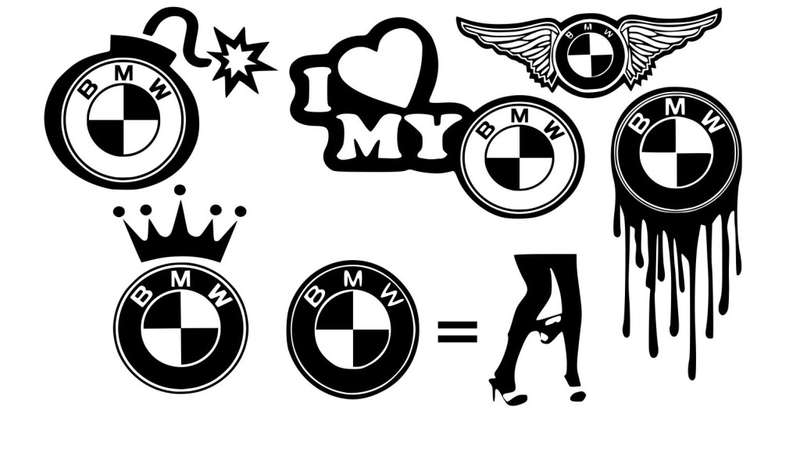 Decorative Sticker Mix Set 1- BMW With a Metal Keychain