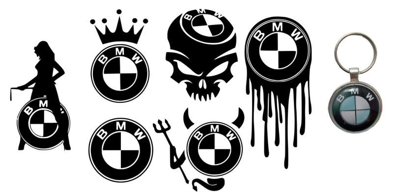 Decorative Sticker Mix Set 2- BMW With a Metal Keychain