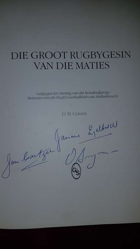 Geteken deur 3 oud-Springbokke, plus 5 lapel wapentjies